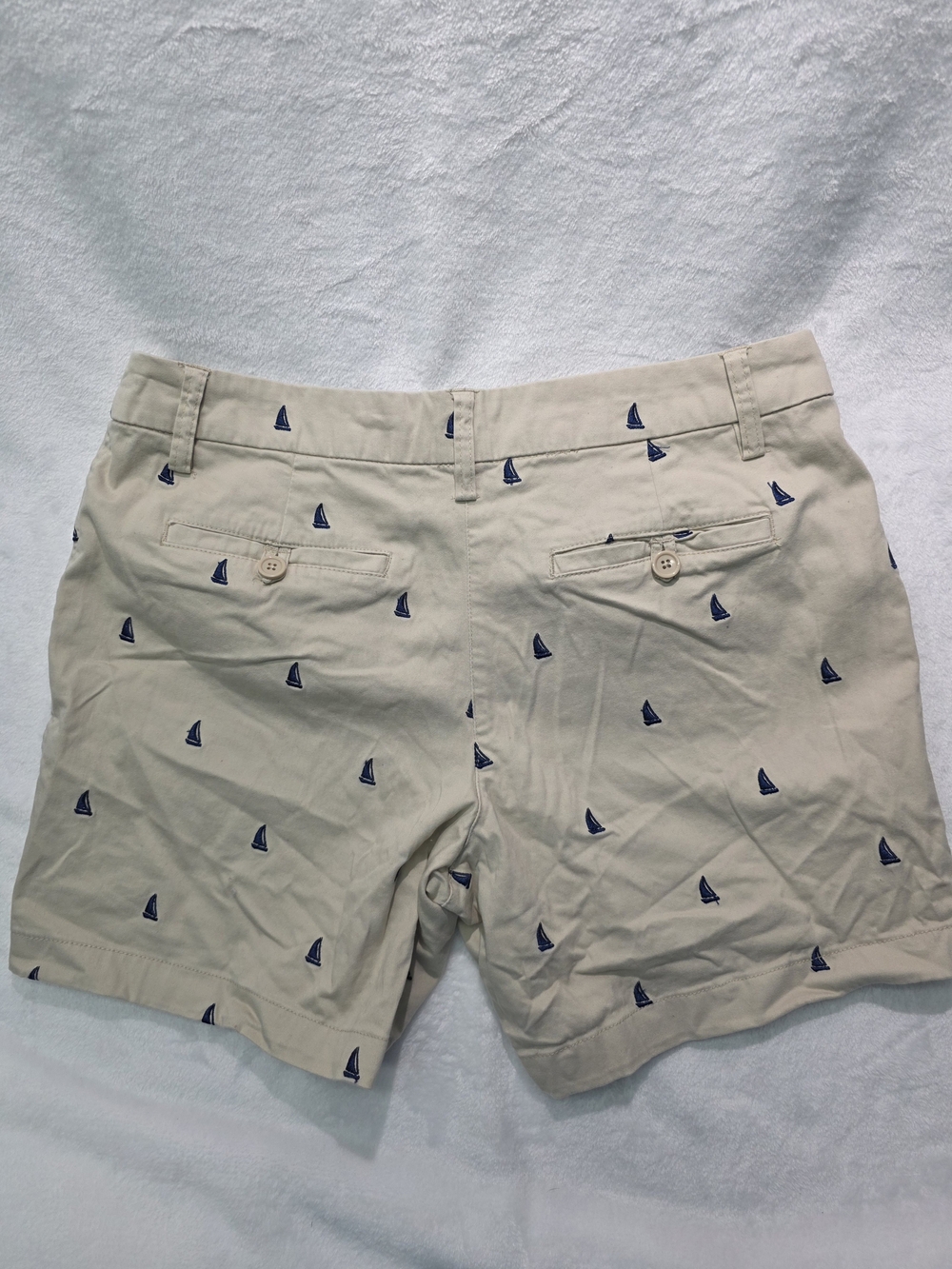 British Khaki Embroidered Sailboat Khaki and Navy Shorts - Picture 2 of 6